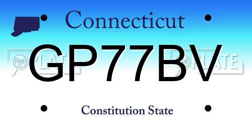 GP77BV Connecticut License Plate