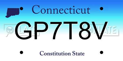 GP7T8V Connecticut License Plate