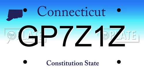 GP7Z1Z Connecticut License Plate