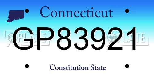 GP83921 Connecticut License Plate