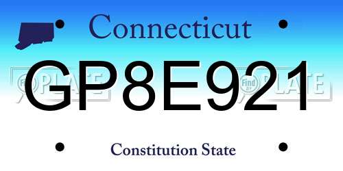 GP8E921 Connecticut License Plate