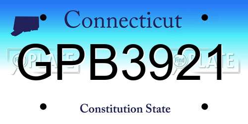 GPB3921 Connecticut License Plate