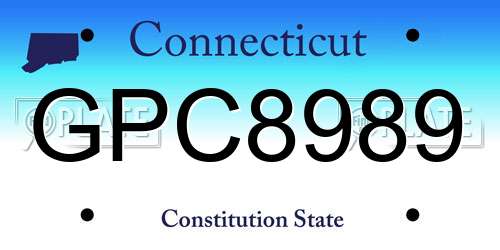 GPC8989 Connecticut License Plate