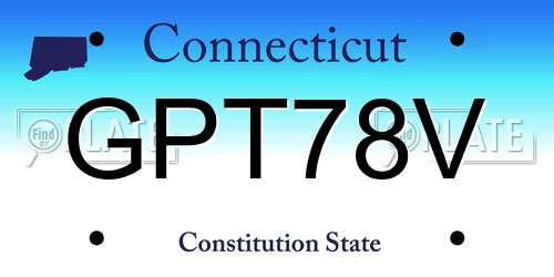GPT78V Connecticut License Plate