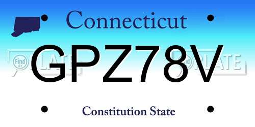 GPZ78V Connecticut License Plate