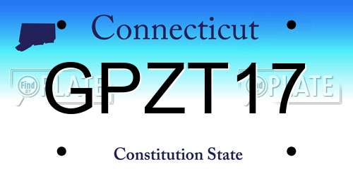 GPZT17 Connecticut License Plate
