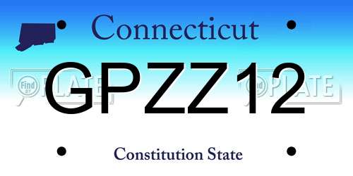 GPZZ12 Connecticut License Plate