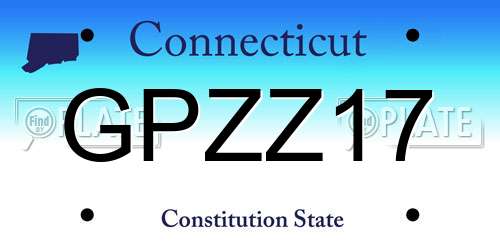 GPZZ17 Connecticut License Plate