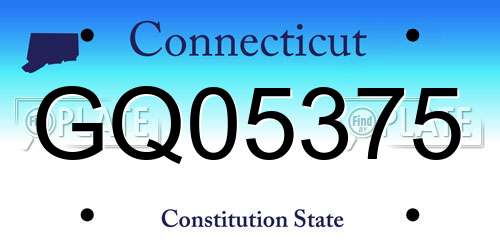 GQ05375 Connecticut License Plate
