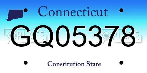 GQ05378 Connecticut License Plate