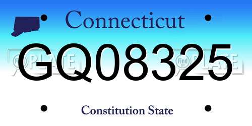 GQ08325 Connecticut License Plate