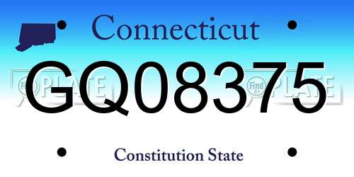 GQ08375 Connecticut License Plate