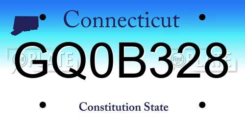 GQ0B328 Connecticut License Plate