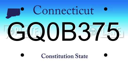 GQ0B375 Connecticut License Plate