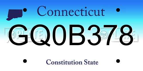 GQ0B378 Connecticut License Plate