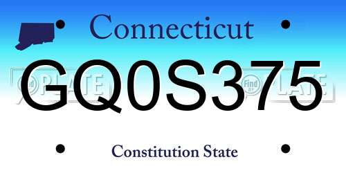 GQ0S375 Connecticut License Plate