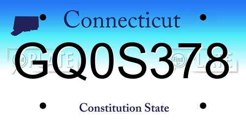 GQ0S378 Connecticut License Plate