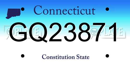 GQ23871 Connecticut License Plate