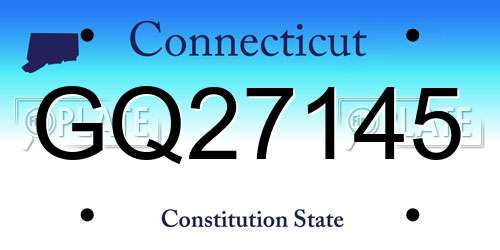 GQ27145 Connecticut License Plate