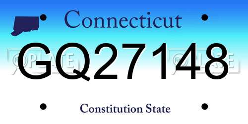 GQ27148 Connecticut License Plate