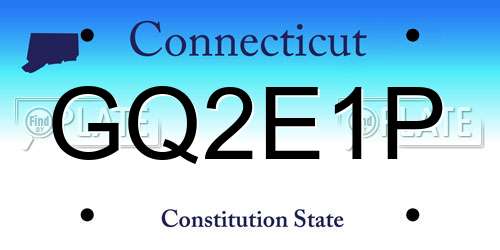 GQ2E1P Connecticut License Plate