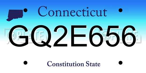 GQ2E656 Connecticut License Plate