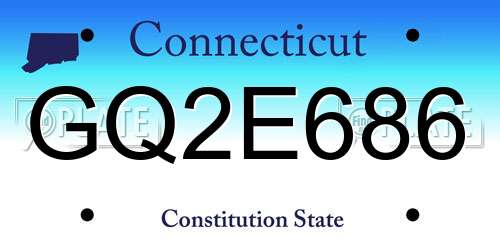 GQ2E686 Connecticut License Plate