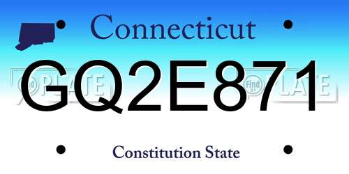 GQ2E871 Connecticut License Plate