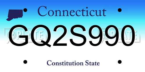 GQ2S990 Connecticut License Plate