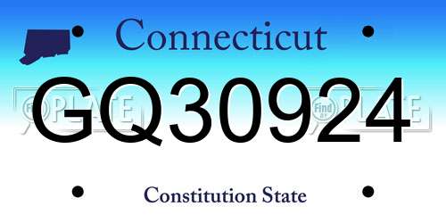 GQ30924 Connecticut License Plate