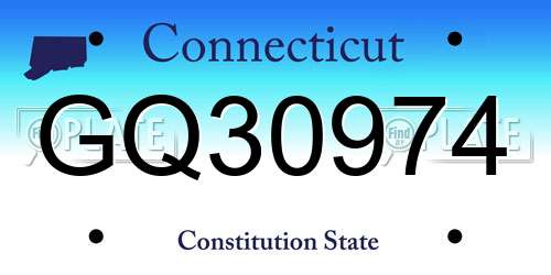GQ30974 Connecticut License Plate
