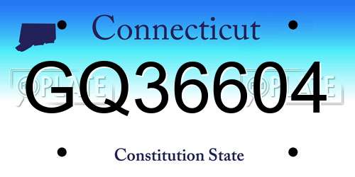 GQ36604 Connecticut License Plate