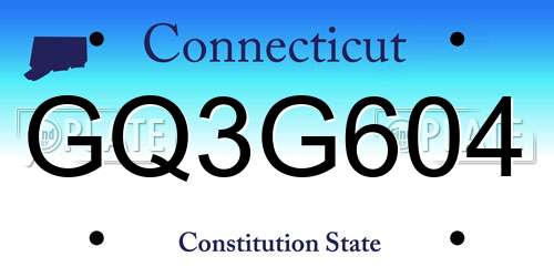 GQ3G604 Connecticut License Plate