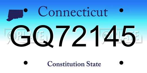 GQ72145 Connecticut License Plate
