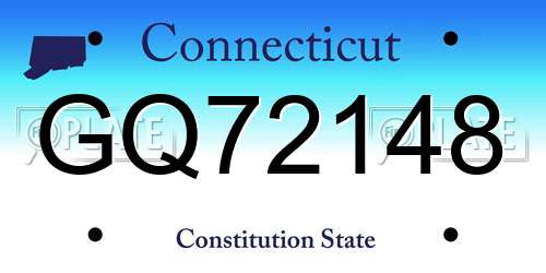GQ72148 Connecticut License Plate