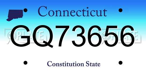 GQ73656 Connecticut License Plate