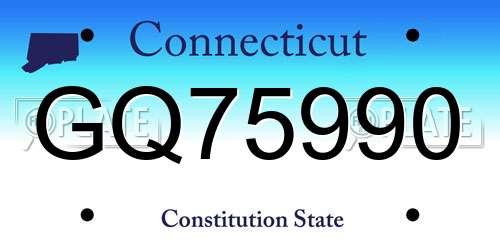 GQ75990 Connecticut License Plate