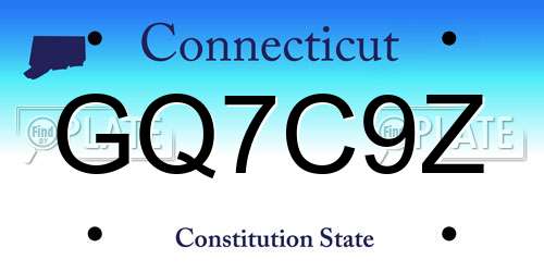 GQ7C9Z Connecticut License Plate