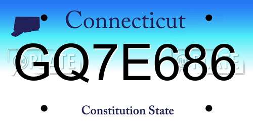 GQ7E686 Connecticut License Plate