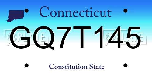 GQ7T145 Connecticut License Plate