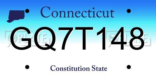 GQ7T148 Connecticut License Plate