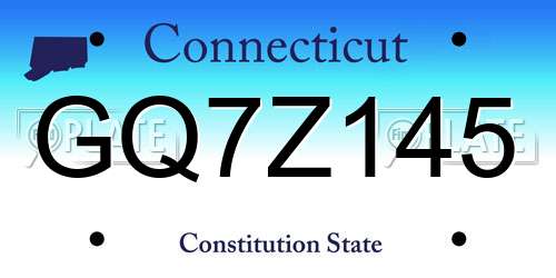 GQ7Z145 Connecticut License Plate
