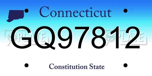 GQ97812 Connecticut License Plate