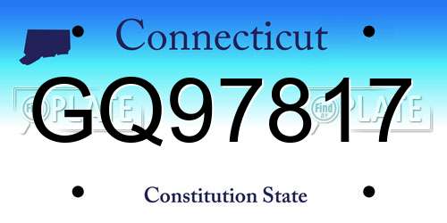 GQ97817 Connecticut License Plate