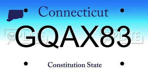 GQAX83 Connecticut License Plate