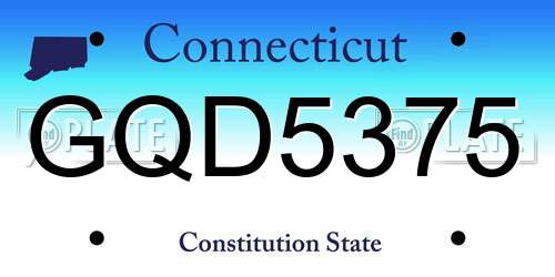 GQD5375 Connecticut License Plate