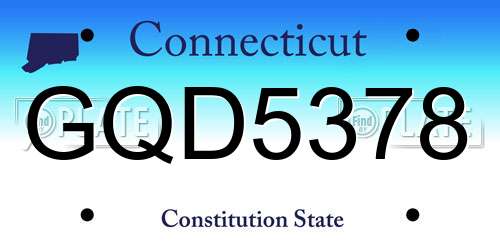 GQD5378 Connecticut License Plate