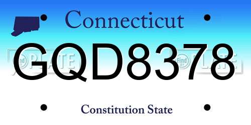 GQD8378 Connecticut License Plate