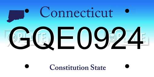 GQE0924 Connecticut License Plate