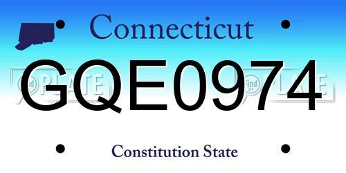 GQE0974 Connecticut License Plate